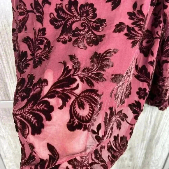 Sundance L Burnt Velvet Top Red Balloon Sleeve Red Color Silk Blend Large - Picture 6 of 9